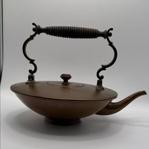 Vintage copper Teapot with Ornate Handle